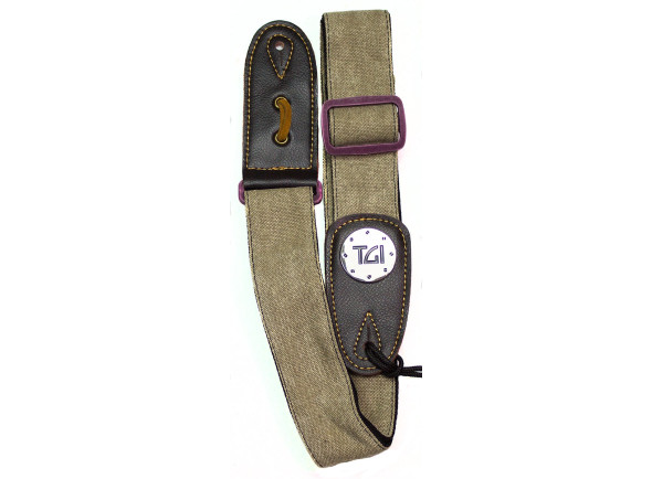 TGI Guitar Strap Woven Beige Denim Purple Buckle TGI Guitar Strap Woven Beige Denim Purple Buckle